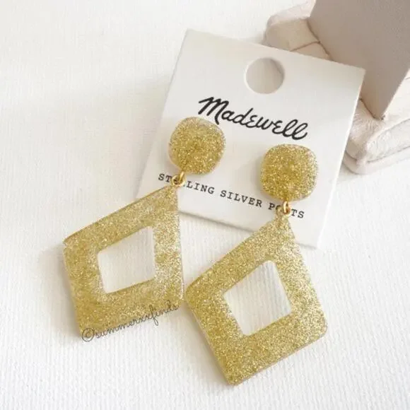 Madewell Glitter Diamond Shaped Statement Earrings - Picture 2 of 6